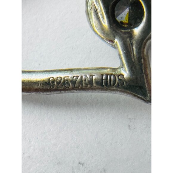 Sterling Silver 925 Heart Pendant Necklace with Round White Crystals, 18" length - Picture 6 of 10